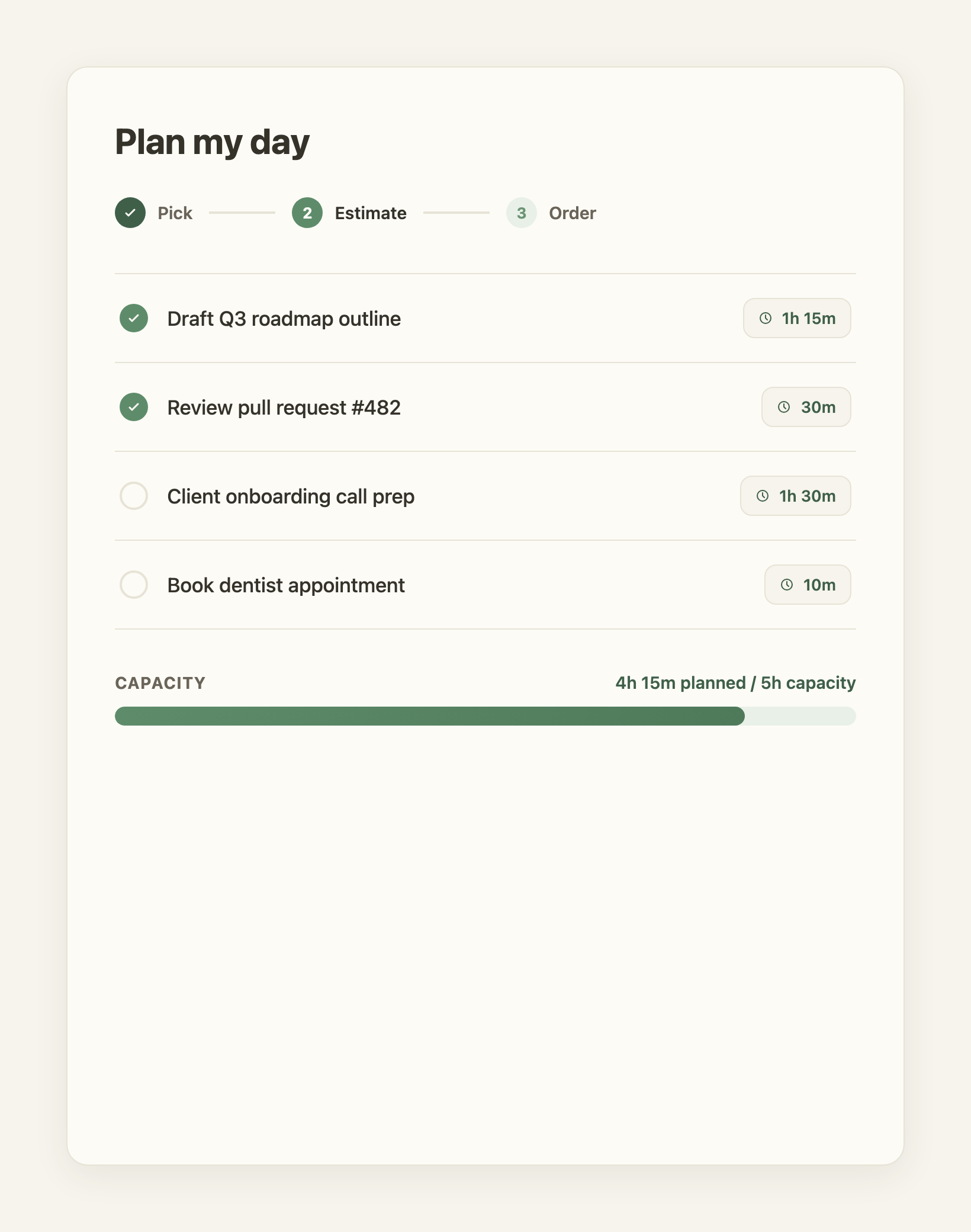 Plan My Day: 선택하고, 예상하고, 순서를 정하세요
